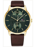 Tommy Hilfiger Hunter Green Dial Brown Leather Strap Watch for Men - 1791607 Buy Now By Tommy Hilfiger