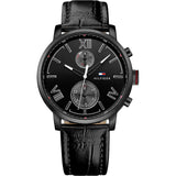 Tommy Hilfiger Aden Chronograph Black Dial Black Leather Strap Watch for Men - 1791310 Buy Now By Tommy Hilfiger