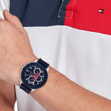 Tommy Hilfiger Clark Chronograph Blue Dial Black Leather Strap Watch For Men - 1792083 Buy Now By Tommy Hilfiger