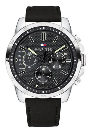 Tommy Hilfiger Decker Black Dial Black Leather Strap Watch for Men - 1791563 Buy Now By Tommy Hilfiger