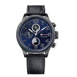 Tommy Hilfiger Jackson Quartz Blue Dial Black Leather Strap Watch for Men - 1791241 Buy Now By Tommy Hilfiger