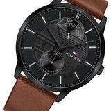 Tommy Hilfiger Hunter Black Dial Brown Leather Strap Watch for Men - 1791604 Buy Now By Tommy Hilfiger