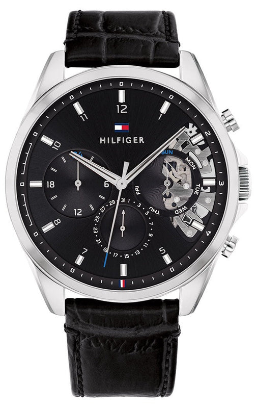 Tommy Hilfiger Baker Chronograph Black Dial Black Leather Strap Watch For Men - 1710449 Buy Now By Tommy Hilfiger