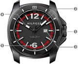 Tommy Hilfiger Windsurf Black Dial Red Rubber Strap Watch for Men - 1791112 Buy Now By Tommy Hilfiger