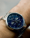 Tommy Hilfiger Evan Chronograph Blue Dial Silver Steel Strap Watch For Men - 1710409 Buy Now By Tommy Hilfiger