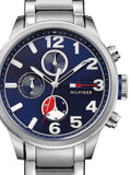 Tommy Hilfiger Jackson Chronograph Blue Dial Silver Steel Strap Watch for Men - 1791242 Buy Now By Tommy Hilfiger