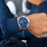 Tommy Hilfiger Larson Chronograph Blue Dial Silver Steel Strap Watch For Men - 1791917 Buy Now By Tommy Hilfiger