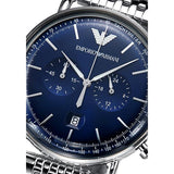 Emporio Armani Aviator Chronograph Blue Dial Silver Steel Strap Watch For Men - AR11238 Buy Now By Emporio Armani