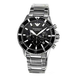 Emporio Armani Diver Chronograph Quartz Black Dial Silver Steel Strap Watch For Men - AR11360 Buy Now By Emporio Armani