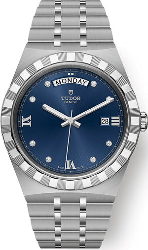 Tudor Royal Automatic Diamonds Blue Dial Silver Steel Strap Watch for Men - M28600-0006 Buy Now By Tudor