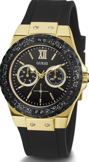 Guess Black Dial Black Rubber Strap Watch For Women - W1053L7 Buy Now By Guess