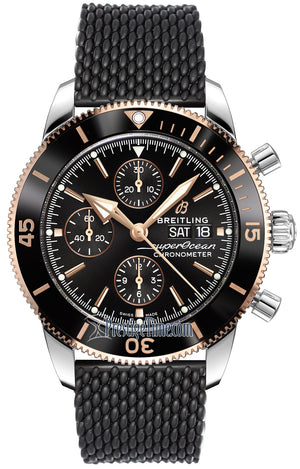 Breitling Superocean Heritage Chronograph 44 Black Dial Black Mesh Bracelet Watch for Men - U13313121B1S1 Buy Now By Breitling