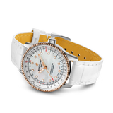 Breitling Navitimer Automatic 35 Mother of Pearl Dial White Leather Strap Watch for Women - U17395211A1P3 Buy Now By Breitling