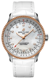 Breitling Navitimer Automatic 35 Mother of Pearl Dial White Leather Strap Watch for Women - U17395211A1P3 Buy Now By Breitling