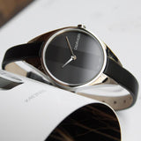 Calvin Klein Rebel Black Grey Dial Black Leather Strap Watch for Women - K8P231C1 Buy Now By Calvin Klein