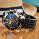 Breitling Superocean Heritage B01 Chronograph 44 Black Dial Black Mesh Bracelet Watch for Men - UB01621A1M1S1 Buy Now By Breitling