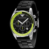 Emporio Armani Chronograph Black Dial Black Rubber Strap Watch For Men - AR5865 Buy Now By Emporio Armani