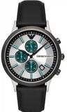 Emporio Armani Renato Chronograph Silver Dial Black Leather Strap Watch for Men - AR11473 Buy Now By Emporio Armani