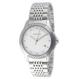 Gucci G Timeless Diamonds Silver Dial Silver Steel Strap Watch For Men - YA126407 Buy Now By Gucci