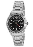 Versace Hellenyium GMT Black Dial Silver Steel Strap Watch for Men - V11020015 Buy Now By Versace