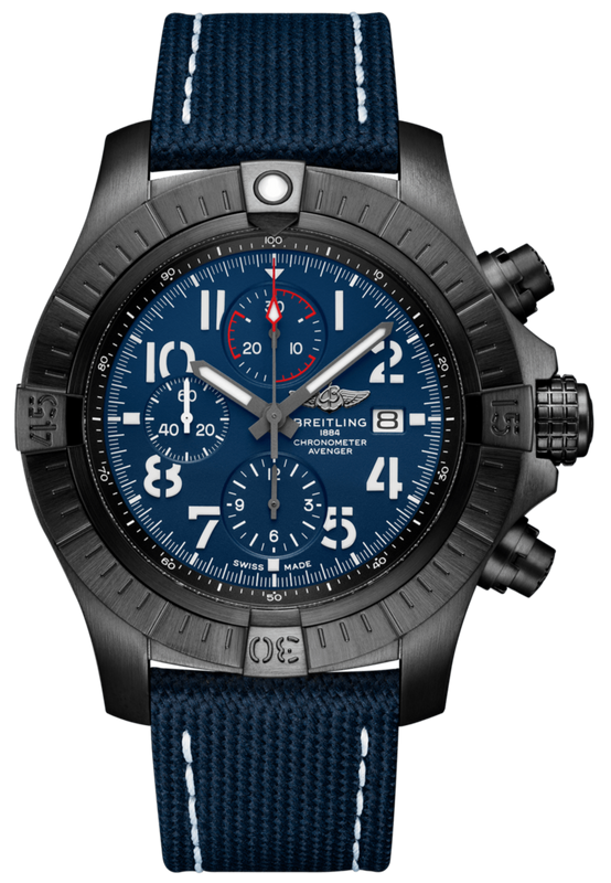Breitling Super Avenger Chronograph 48 Night Mission Blue Dial Blue Leather Strap Watch for Men - V13375101C1X2 Buy Now By Breitling