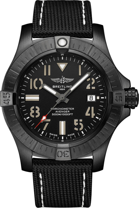 Breitling Avenger Automatic 45 Seawolf Night Mission Black Dial Black Nylon Strap Watch for Men - V17319101B1X1 Buy Now By Breitling