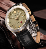 Versace Univers Beige Dial Black Leather Strap Watch for Men - VEBK00218 Buy Now By Versace