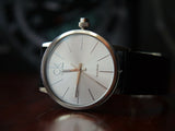 Calvin Klein Post Minimal Silver Dial Black Leather Strap Watch for Men - K7621192 Buy Now By Calvin Klein