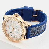 Guess Swirl Analog Quartz White Dial Blue Rubber Strap Watch for Women - W1096L4 Buy Now By Guess