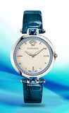Versace Olympo Gleam White Dial Green Leather Strap Watch for Women - VAN020016 Buy Now By Versace