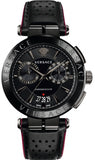 Versace V-Racer Aion Chronograph Black Dial Black Leather Strap Watch for Men - VBR030017 Buy Now By Versace
