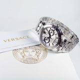 Versace Aion Chronograph White Dial Silver Steel Strap Watch for Men - VBR040017 Buy Now By Versace