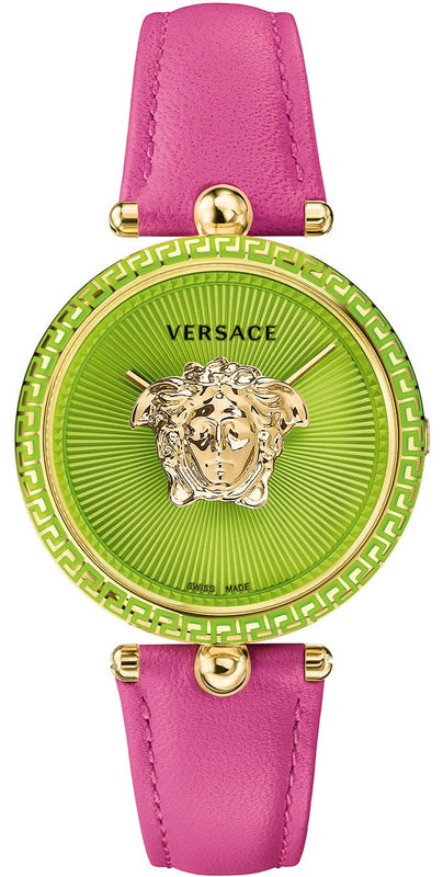 Versace Palazzo Empire Green Dial Pink Leather Strap Watch for Women - VCO150017 Buy Now By Versace