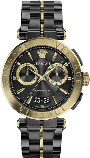 Versace Aion Chronograph Black Dial Black Steel Strap Watch for Men - VE1D01620 Buy Now By Versace