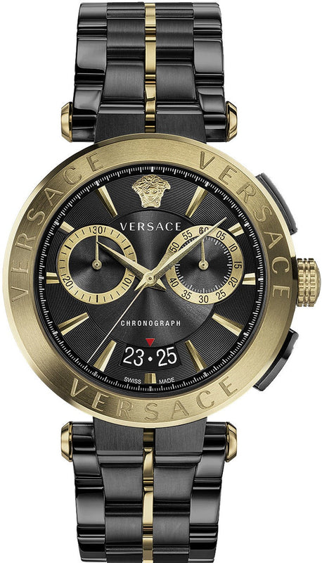Versace Aion Chronograph Black Dial Black Steel Strap Watch for Men - VE1D01620 Buy Now By Versace