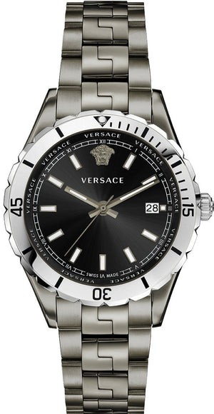 Versace Hellenyium Quartz Black Dial Grey Steel Strap Watch For Men - VE3A00620 Buy Now By Versace