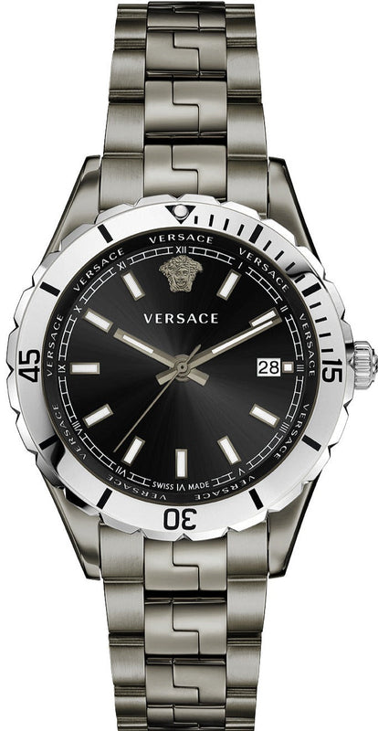 Versace Hellenyium Quartz Black Dial Grey Steel Strap Watch For Men - VE3A00620 Buy Now By Versace