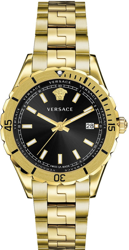Versace Hellenyium Quartz Black Dial Gold Steel Strap Watch For Men - VE3A00820 Buy Now By Versace