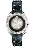 Versace Shadov Quartz Silver Dial Black Snake Leather Strap Watch for Women - VEBM00118 Buy Now By Versace