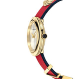 Versace V-Flare Quartz Silver Dial Red Leather Strap Watch for Women - VEBN00418 Buy Now By Versace