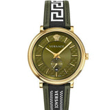 Versace V-Circle Quartz Green Dial Green Leather Strap Watch for Men - VEBQ01519 Buy Now By Versace