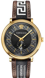 Versace V-Circle Quartz Black Dial Brown Leather Strap Watch for Men - VEBQ01619 Buy Now By Versace