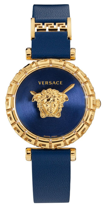 Versace Palazzo Empire Greca Quartz Blue Dial Blue Leather Strap Watch for Women - VEDV00219 Buy Now By Versace