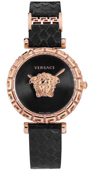 Versace Palazzo Empire Greca Black Dial Black Leather Strap Watch for Women - VEDV00719 Buy Now By Versace