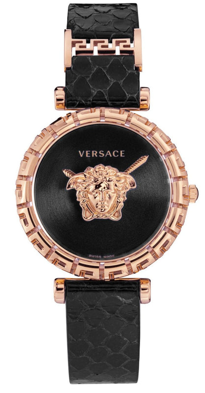 Versace Palazzo Empire Greca Black Dial Black Leather Strap Watch for Women - VEDV00719 Buy Now By Versace