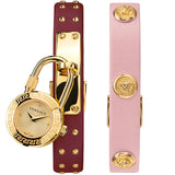 Versace Medusa Lock Icon Gold Dial Red Leather Strap Watch for Women - VEDW00319 Buy Now By Versace