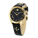 Versace Audrey Quartz Black Dial Black Leather Strap Watch for Women - VELR00319 Buy Now By Versace