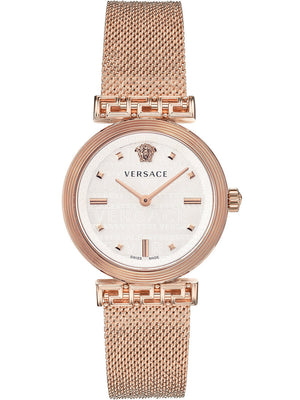 Versace Meander White Dial Rose Gold Mesh Bracelet Watch for Women - VELW00620 Buy Now By Versace