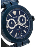 Versace Aion Chronograph Blue Dial Blue Leather Strap Watch for Men - VBR070017 Buy Now By Versace