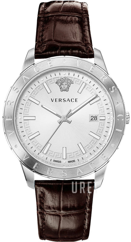 Versace Univers White Dial Brown Leather Strap Watch for Men - VEBK00118 Buy Now By Versace